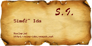 Simó Ida névjegykártya